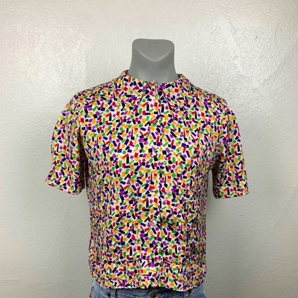 Pierre Cardin Colorful Confetti 90s Womens Shirt - Picture 1 of 5